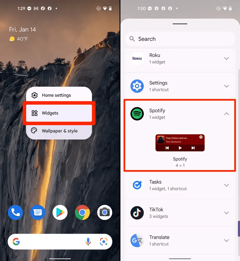 Spotify widget? Android phone